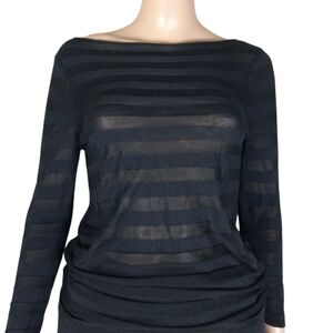Loft Sheer Stripped Sheer  Knit Top Size XS extra small